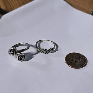 Sterling Silver Floral Band Ring - Silver